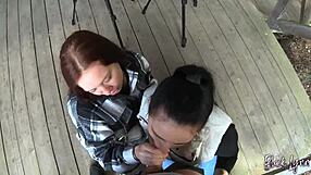 We sucked his huge cock together on vacation