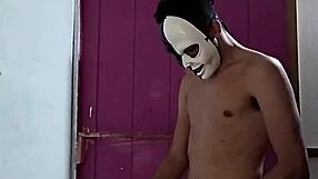 the client was ashamed to record for xvideos and wore a mask