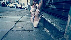 Latina ballerina sucks cock deepthroat, licks toes barefoot in heels