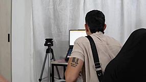 I Surprise Technician Watching Videos, Taste His Huge Cock - Katty Blake