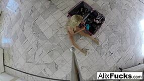 Hidden Camera Catches Alix Dressing Nude with Big Tits
