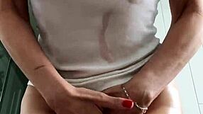 Baby Oil Wet T-Shirt Play With Pussy Lips Flashing