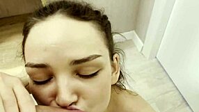 Shower Blowjob Sucking With Happy Cum Ending