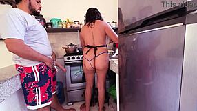 mexican babe gets ass licked and fucked in kitchen