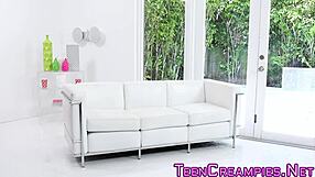 Blonde Teen's Cunt Spills Creampie