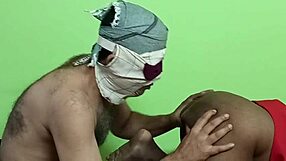 Black indian housewife giving suggestive blowjob to anus