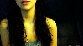 Cute brunette masturbates cock