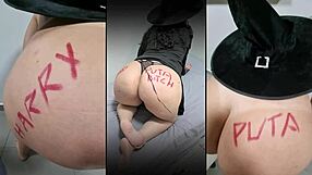 Cute BBW Amateur Celebrates Halloween in Homemade Costume.