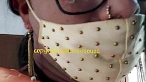 Indian Crossdresser Lara Dsouza in Orange Satin Saree