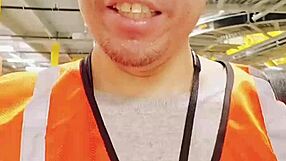 Asian amateur walks during work!