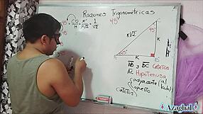 Asian student screams, 16 SEXUAL ANGLES in your HYPOTENUSE at 45 DEGREES!