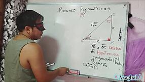 Asian student screams, 16 SEXUAL ANGLES in your HYPOTENUSE at 45 DEGREES!