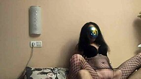 Skinny Cowgirl in Fishnet Bodysuit Takes Deep Dick with Both Holes