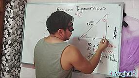 Asian student screams, 16 SEXUAL ANGLES in your HYPOTENUSE at 45 DEGREES!