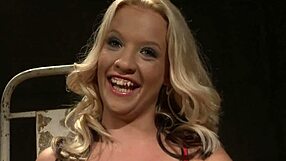 euro babe gets punished in garage. tied up before tasting treat