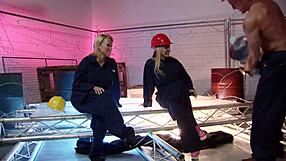 Two Milfs Bent Over In Fishnet Stockings