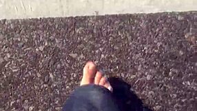 dirty calloused soles from barefoot amateurs