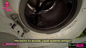 Hermanastra gets stuck in the washer for intense taboo fetish action.