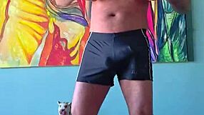 Pervy papifachero adores how these muscle-hugging shorts grip his cock and cum tanks - woof, they were meant for workouts