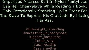 mistress sofi in nylon leggings sits on face full weight reading book showing ignorant femdom power