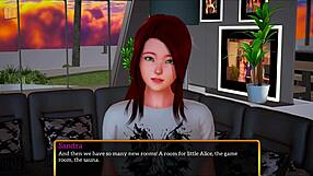 Teen redhead plays game with family