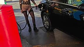 Flashing at a petrol station