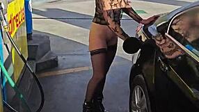 Flashing at a petrol station