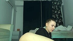 Double Dildo Fucking Tight Pussy And Virgin Ass With Shaved Pussy And Natural Tits