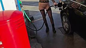 Flashing at a petrol station