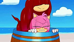 knuckles gets so excited seeing pussy on the beach