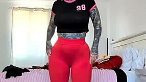 What if this milf in sheer gym tights gets fucked during her solo try-on session with big tits and huge ass exposed?