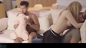 Oh man, my wife catches me with this new tantaly doll, then we dive into wild double penetration threesome with her blonde colombian friend!