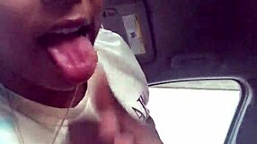 Ebony Slut Delivers Sloppy Public Blowjob In Car!