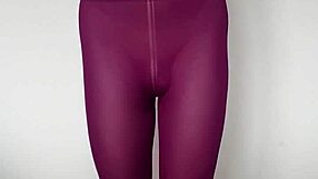 Subtle hints of desire build as cum drips over burgundy leggings in this teasing update.