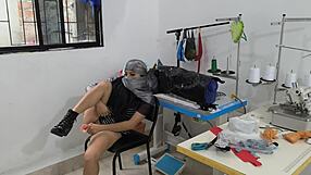 Hey, check this cute Indian seamstress getting off solo in her workshop... so hot! 🔥