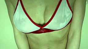 My big natural tits became wet in the refreshing water