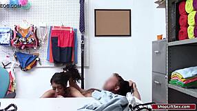 petite black teen deepthroats monster cock and gets fucked hard for office theft