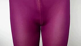 Subtle hints of desire build as cum drips over burgundy leggings in this teasing update.