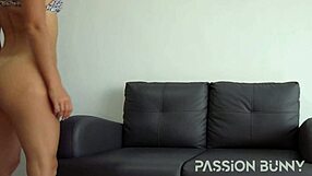 Teen girl masturbates tight pussy to intense orgasm in homemade solo session