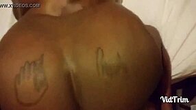 Big black cock creampie in bbw ebony wife's fat ass pov. Homemade interracial action with lingerie and tattoo details.