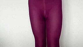 Subtle hints of desire build as cum drips over burgundy leggings in this teasing update.