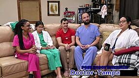 Dr tampa examines aria nicole with gloves and spreading in her 2023 physical behind the scenes