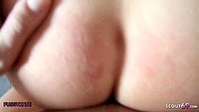 German stepson catches his big tits milf stepmom in the bathroom and fucks her in taboo roleplay.