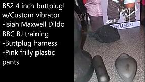 Sissy Selfbondage Preparation With Anal Plug And Extreme Monster Cock Dildo