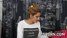 Blonde milf pornstar Gabriela Flores gives exclusive interview before her first hardcore machine fetish casting session