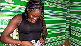 Chocolate skin girl surprises with erotic masturbation in casting interview