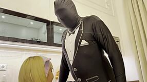 the cute blonde girlfriend gives a sensual handjob to her horny friend until he cums