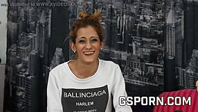 Blonde milf pornstar Gabriela Flores gives exclusive interview before her first hardcore machine fetish casting session