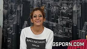 Blonde milf pornstar Gabriela Flores gives exclusive interview before her first hardcore machine fetish casting session