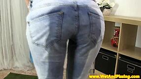 I Feel So Wet Pissing Through My Denim Pants in This Bizarre Fetish Solo